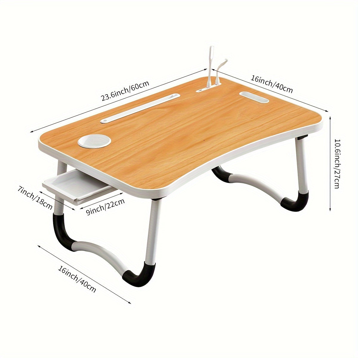Ultra-Large Portable Laptop Bed Table – Multi-Functional Tray with Cup Holder, Drawer, USB Port, Fan & Light