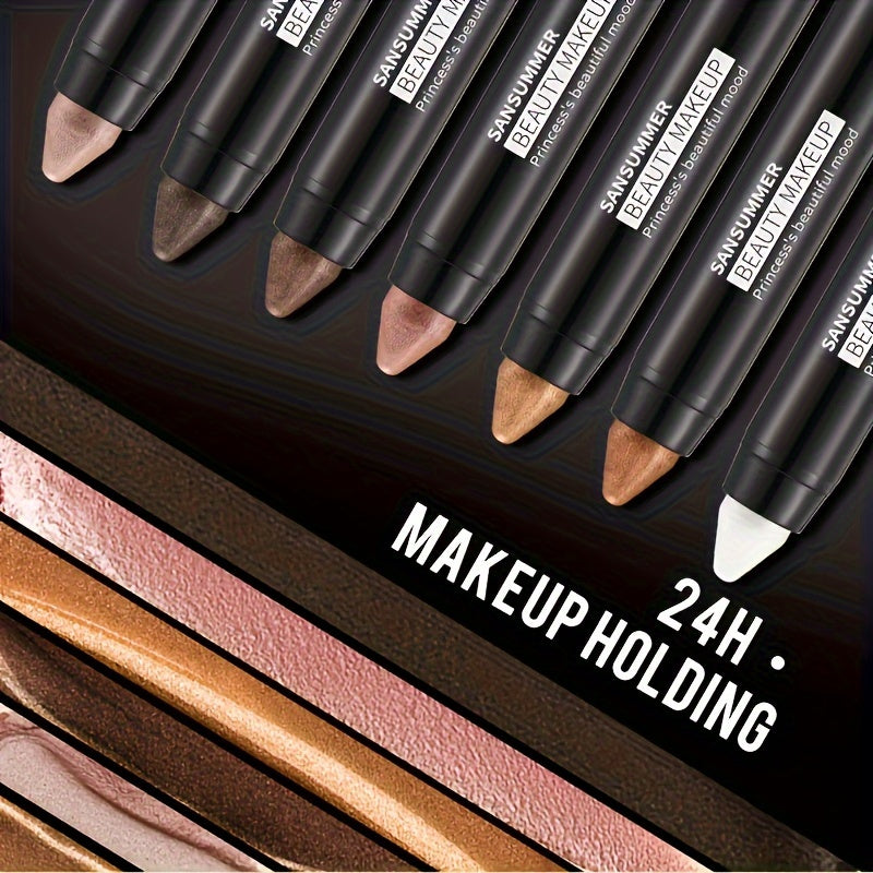 7-Pieces Waterproof Eye Shadow Stick Set – Matte & Pearlescent Shades for Natural, Long-Lasting Eye Makeup – Smooth Application, Perfect for Daily Looks