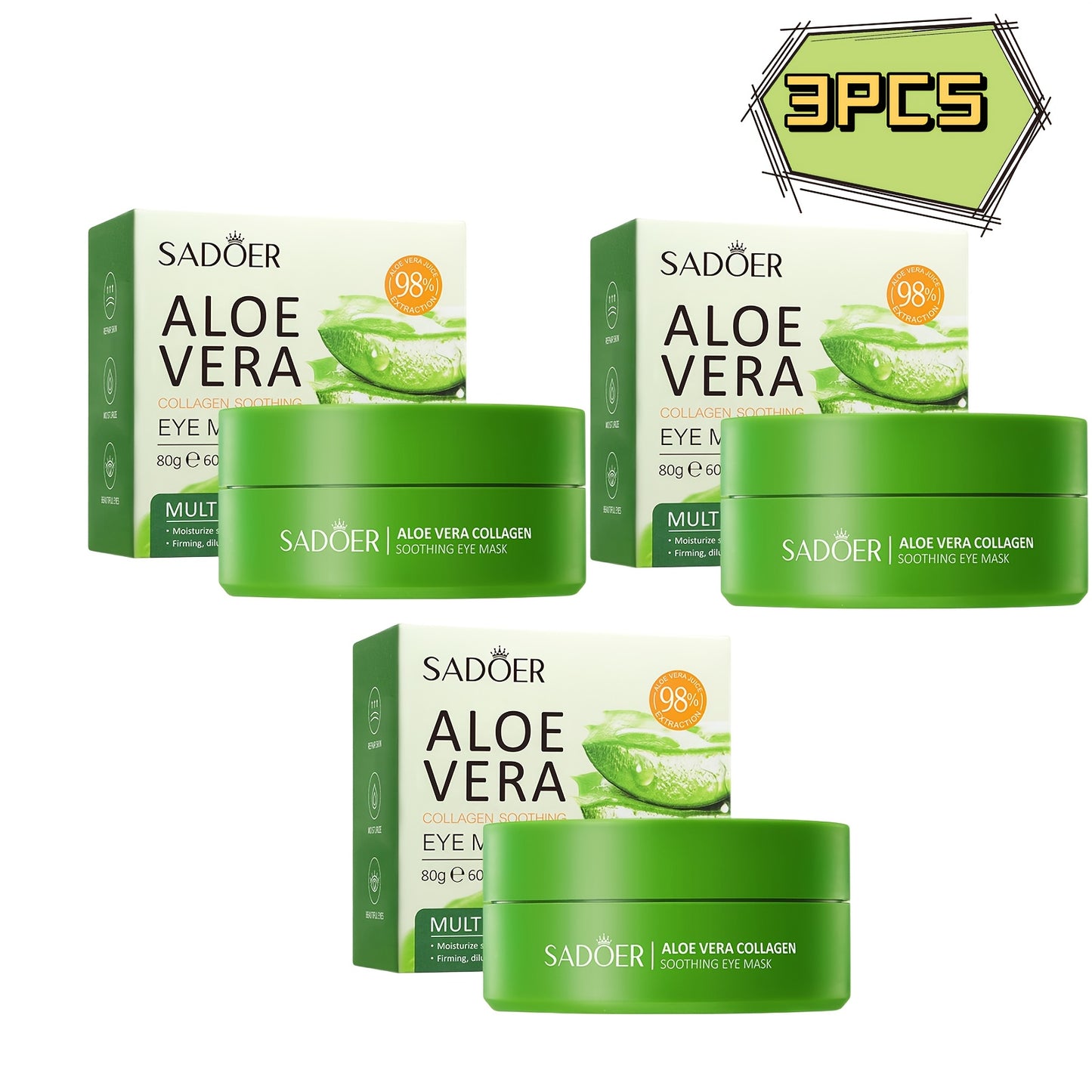 Aloe Vera Eye Masks – Hydrating & Soothing with Rich Aloe Vera Essence, Perfect for Winter & Spring Skincare, Great as a New Year Gift