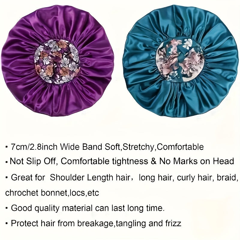 Satin Sleep Caps for Women – Soft, Breathable Hair Bonnets with Stretchy Wide Band High-Density Fabric for Curl Protection