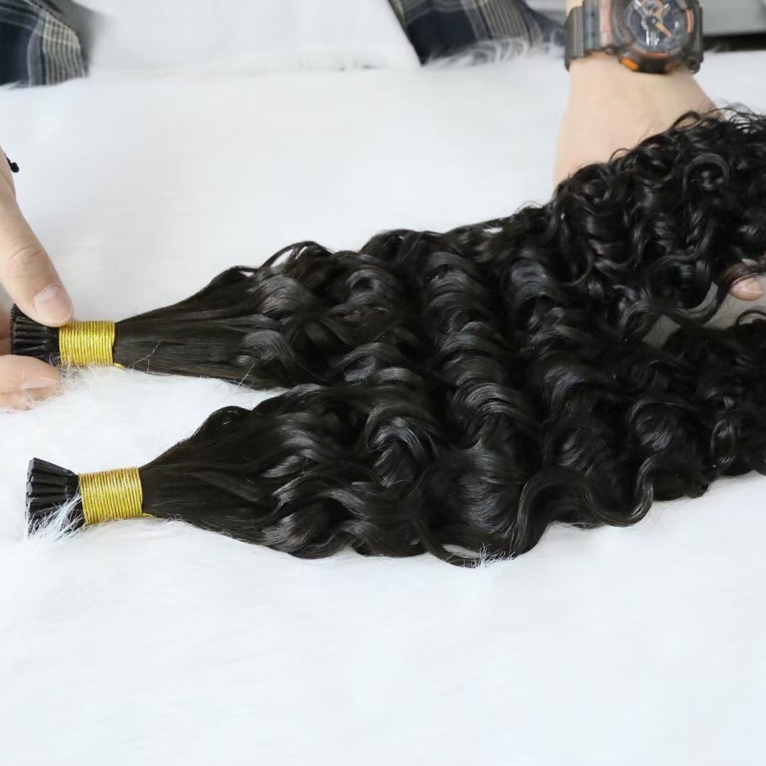 Brazilian Deep Wave Human Hair i Tip Microlinks Bulk Braiding Human Hair