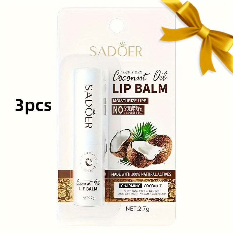 Coconut Oil Lip Balm – Moisturizing & Nourishing with Squalane, Hypoallergenic, Natural Finish