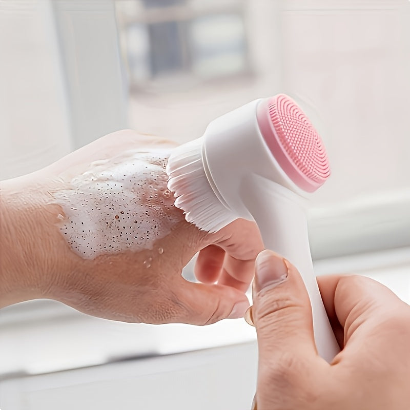 2-in-1 Silicone Facial Scrubber & Manual Face Massager – Double-Sided Exfoliating Brush with Soft Bristles, No Power Needed