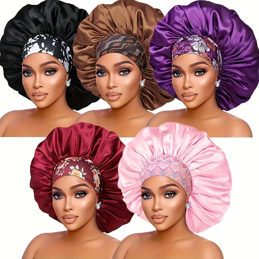 Satin Sleep Caps for Women – Soft, Breathable Hair Bonnets with Stretchy Wide Band High-Density Fabric for Curl Protection