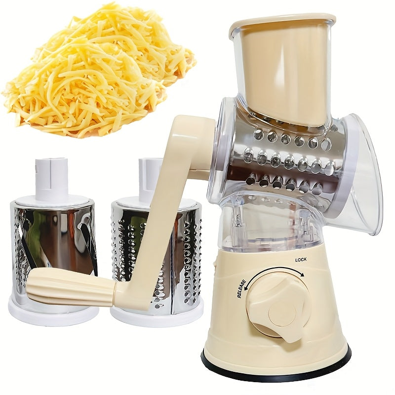 Manual Multi-Functional Drum Slicer – Desktop Kitchen Tool for Slicing Cheese, Vegetables & Fruits with Ease