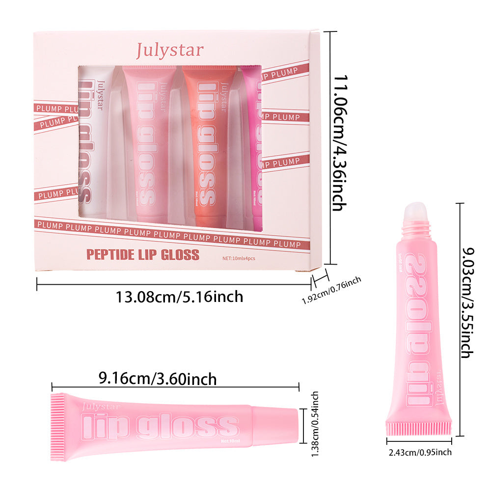 4pcs Lip Gloss Set – 8 Fruity Flavors, Hydrating & Non-Sticky, Long-Lasting Shine for Smooth, Glossy Lips