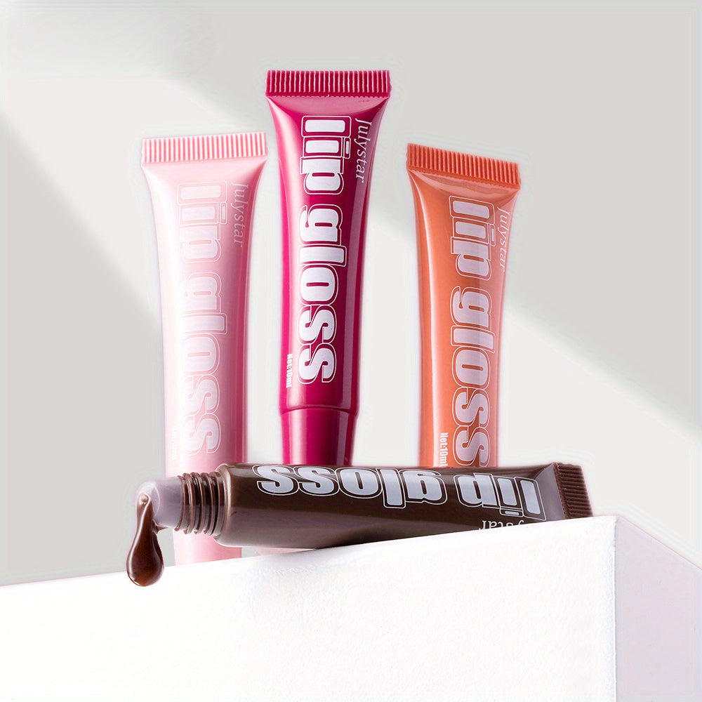 4pcs Lip Gloss Set – 8 Fruity Flavors, Hydrating & Non-Sticky, Long-Lasting Shine for Smooth, Glossy Lips