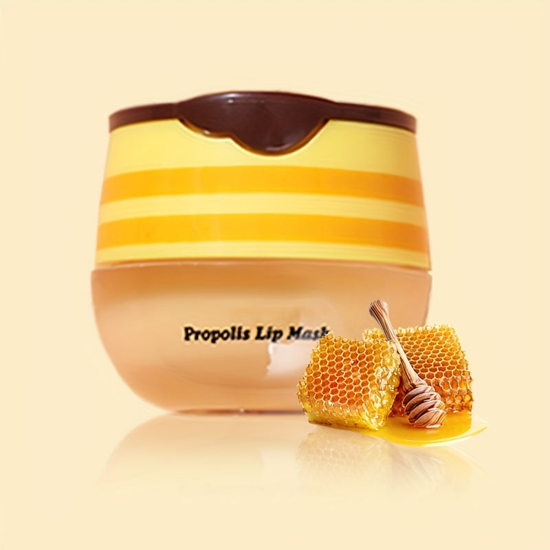 Honey Propolis Lip Balm & Lip Mask Set – Moisturizing Honey Pot with Applicator Stick, Ideal Valentine’s Day Gift
