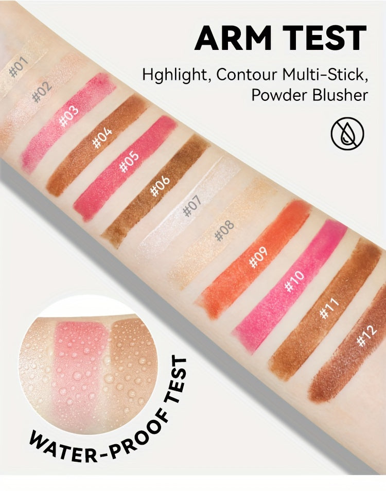 Waterproof Contour Stick Trio – Multi-Use Highlight, Concealer & Contour for Natural Definition