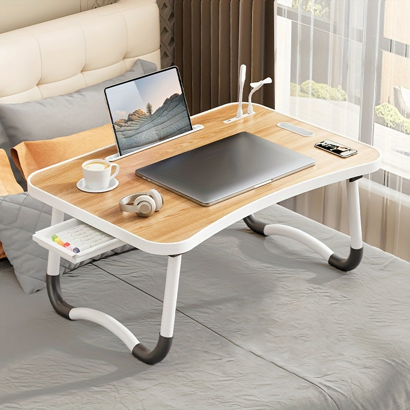 Ultra-Large Portable Laptop Bed Table – Multi-Functional Tray with Cup Holder, Drawer, USB Port, Fan & Light
