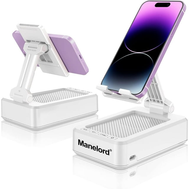 Cell Phone Stand with Wireless Bluetooth Speaker Compatible for iPhone/Samsung/iPad Tablet, Anti-Slip Design Phone Stand with HD Surround Sound for Home, Office, Outdoor