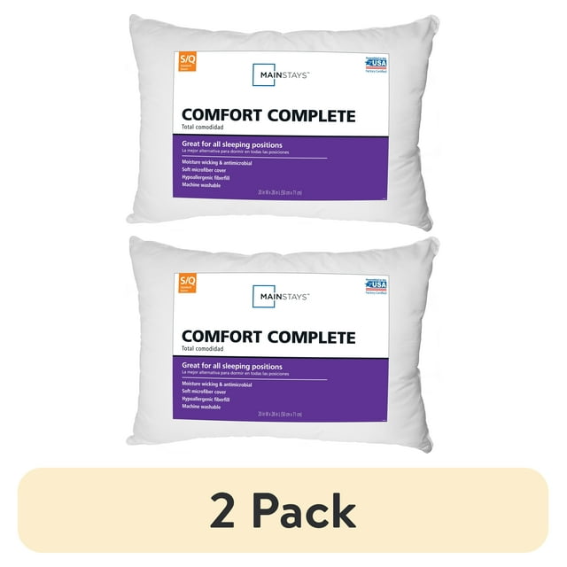 2Pcs Comfort Complete Bed Pillow, Standard/Queen