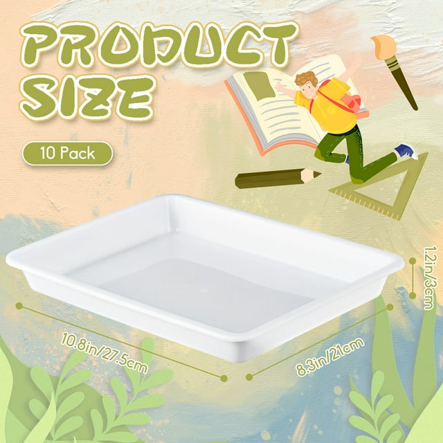 Plastic 8.30'' 1.20'' Serving Trays, 10 Pieces White and colored