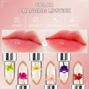 6-Pcs Crystal Flower Jelly Lipstick, Long-lasting Lipstick, Magic Temperature Color Changing Lipstick