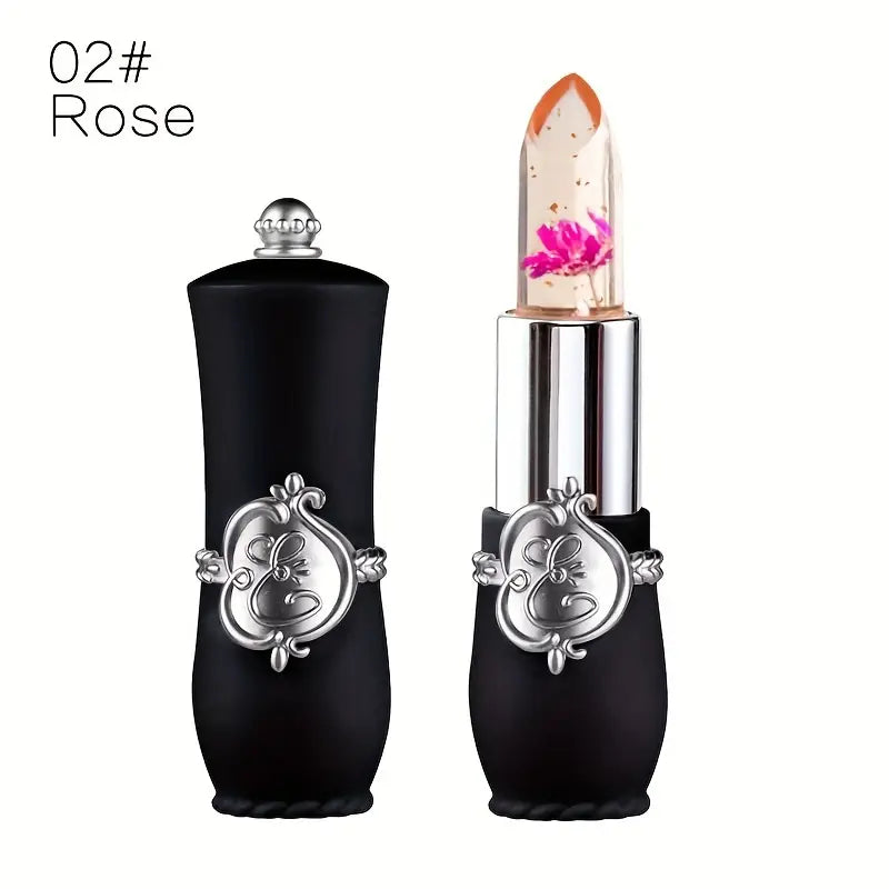 6-Pcs Crystal Flower Jelly Lipstick, Long-lasting Lipstick, Magic Temperature Color Changing Lipstick