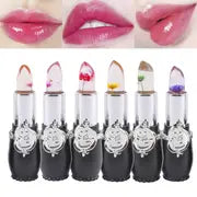 6-Pcs Crystal Flower Jelly Lipstick, Long-lasting Lipstick, Magic Temperature Color Changing Lipstick