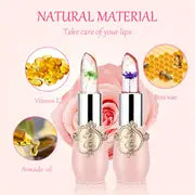 6-Pcs Crystal Flower Jelly Lipstick, Long-lasting Lipstick, Magic Temperature Color Changing Lipstick