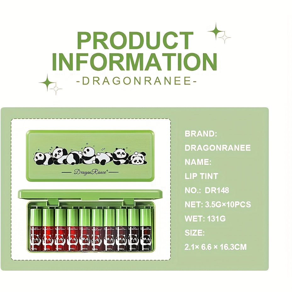 10-Piece Mini Lip Gloss Set – Green Lipstick Gift Box with Nourishing, Long-Lasting, Moisturizing Lip Colors, Glosses & Stains – Mirror-Like Finish