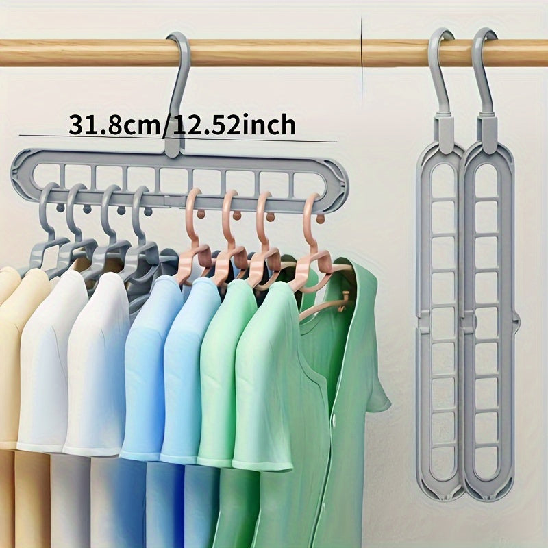 3Pcs Space-Saving Multi-Position 9-Hole Folding Plastic Hangers – Closet & Wardrobe Organizer with Unfinished Finish