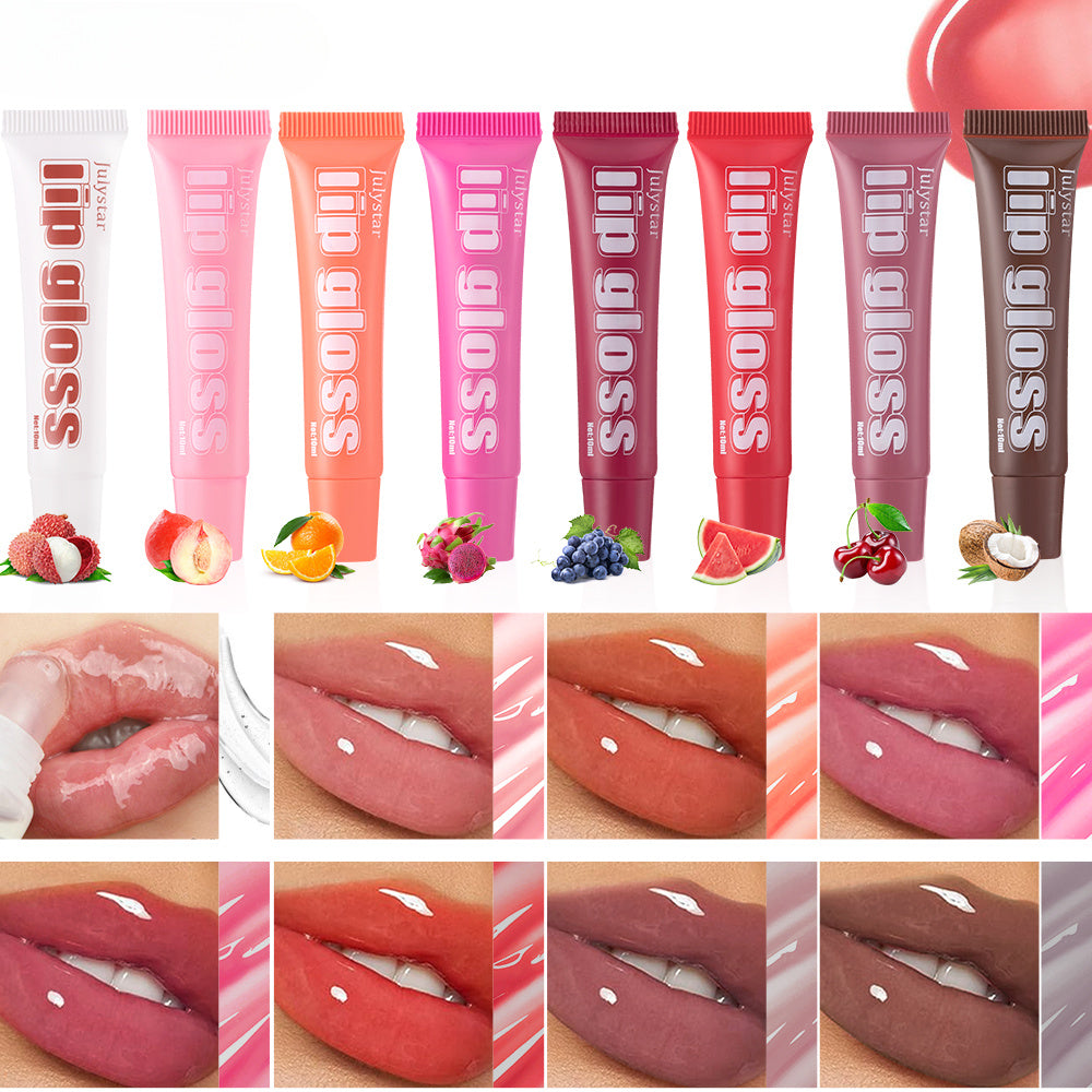4pcs Lip Gloss Set – 8 Fruity Flavors, Hydrating & Non-Sticky, Long-Lasting Shine for Smooth, Glossy Lips