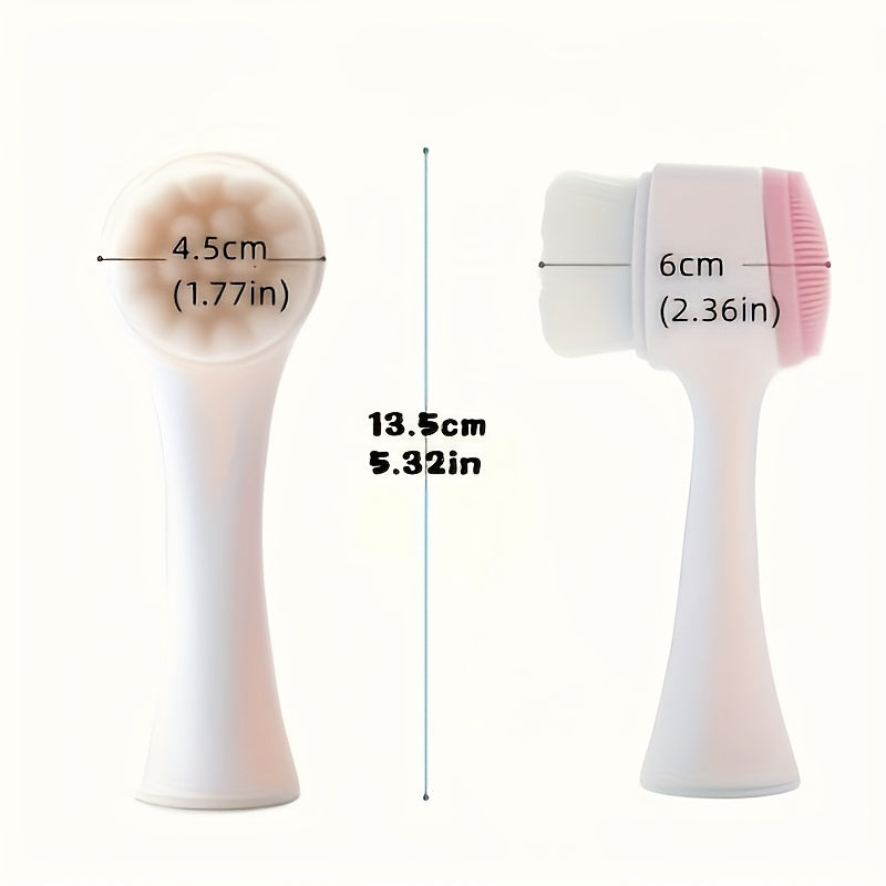 2-in-1 Silicone Facial Scrubber & Manual Face Massager – Double-Sided Exfoliating Brush with Soft Bristles, No Power Needed