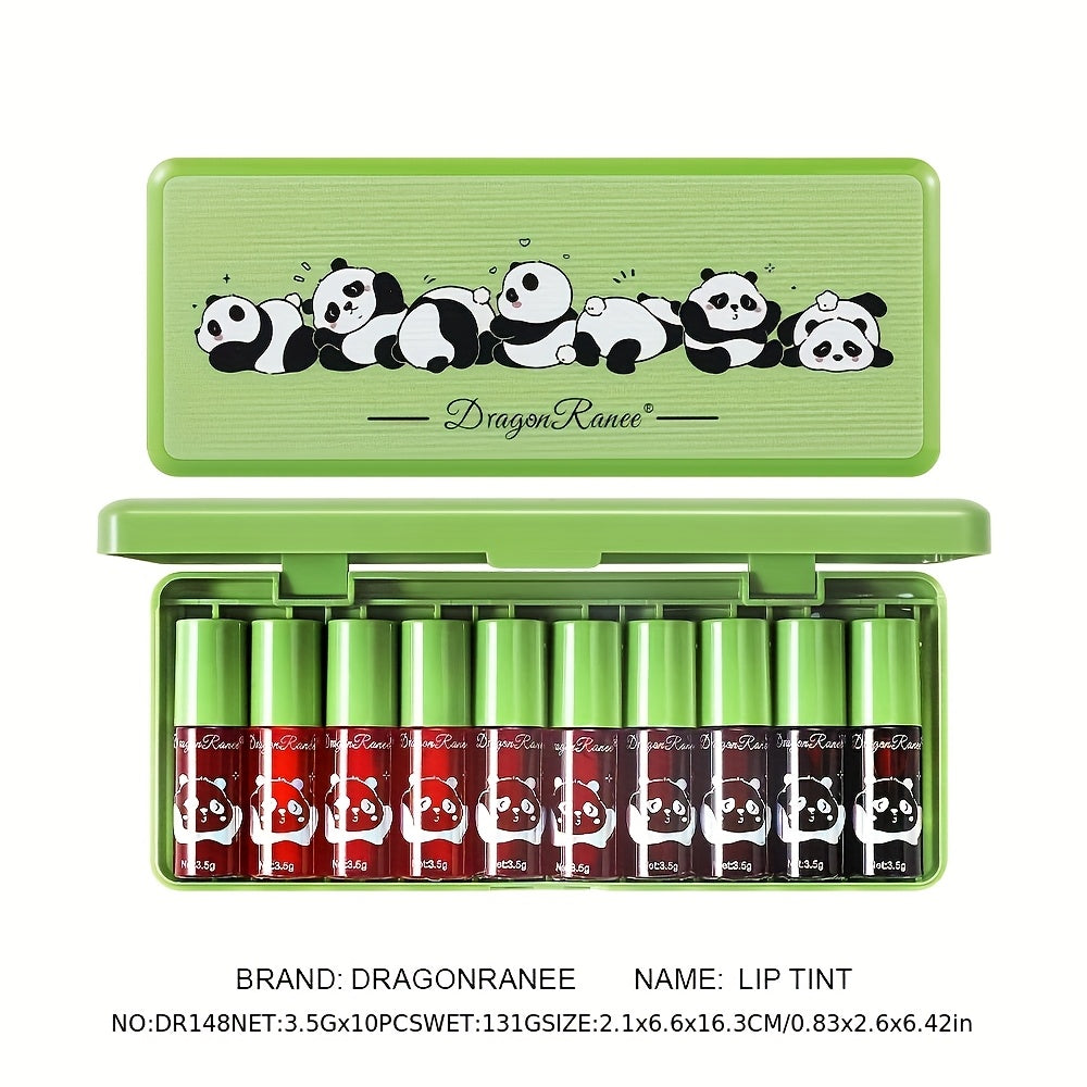 10-Piece Mini Lip Gloss Set – Green Lipstick Gift Box with Nourishing, Long-Lasting, Moisturizing Lip Colors, Glosses & Stains – Mirror-Like Finish