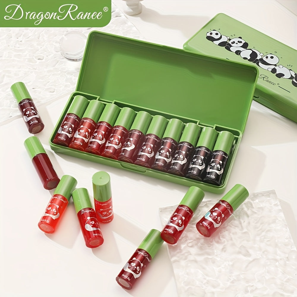 10-Piece Mini Lip Gloss Set – Green Lipstick Gift Box with Nourishing, Long-Lasting, Moisturizing Lip Colors, Glosses & Stains – Mirror-Like Finish