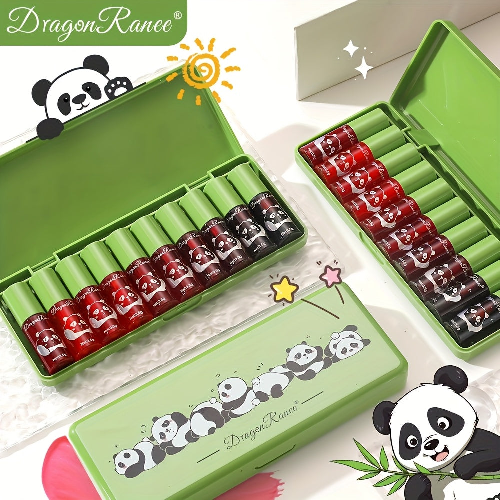 10-Piece Mini Lip Gloss Set – Green Lipstick Gift Box with Nourishing, Long-Lasting, Moisturizing Lip Colors, Glosses & Stains – Mirror-Like Finish