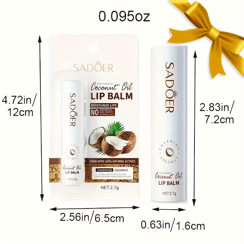 Coconut Oil Lip Balm – Moisturizing & Nourishing with Squalane, Hypoallergenic, Natural Finish