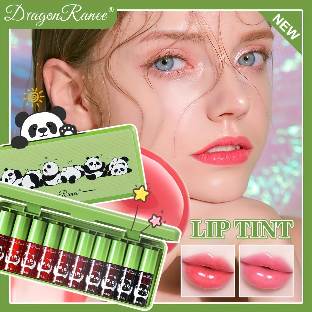 10-Piece Mini Lip Gloss Set – Green Lipstick Gift Box with Nourishing, Long-Lasting, Moisturizing Lip Colors, Glosses & Stains – Mirror-Like Finish