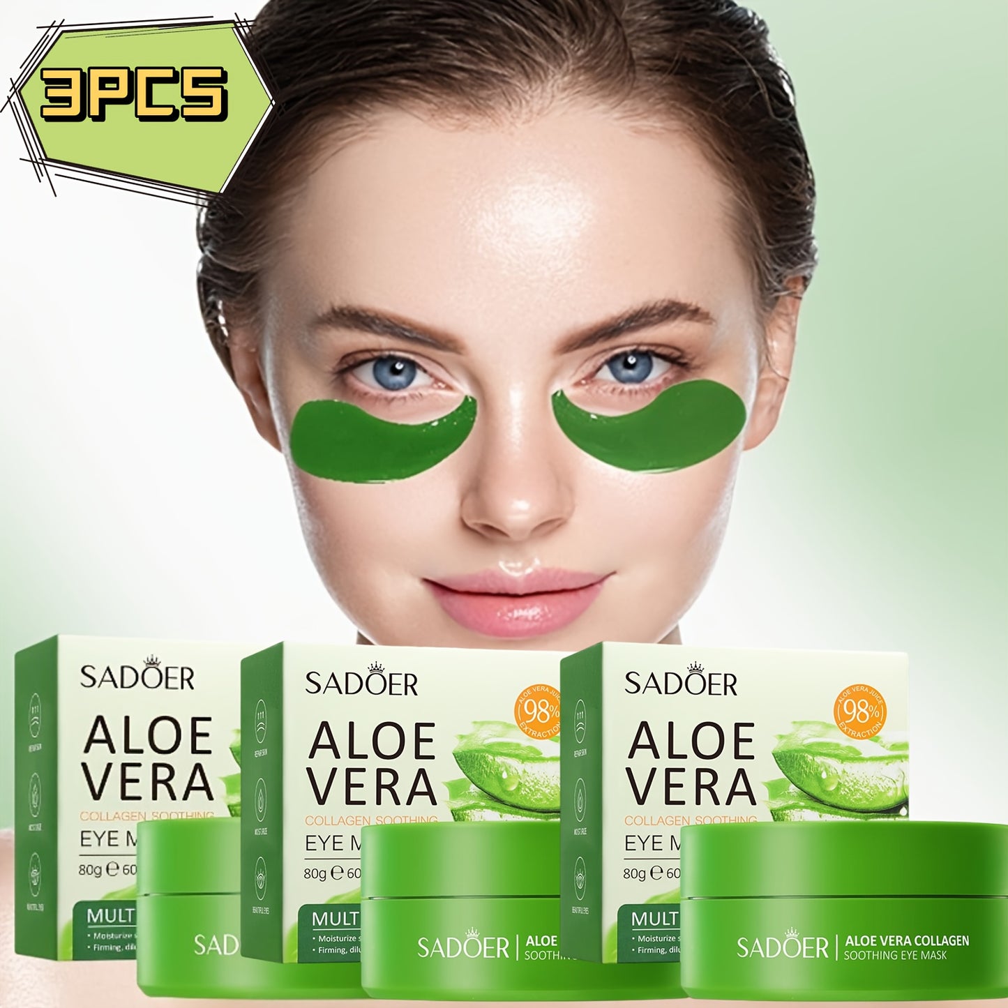 Aloe Vera Eye Masks – Hydrating & Soothing with Rich Aloe Vera Essence, Perfect for Winter & Spring Skincare, Great as a New Year Gift