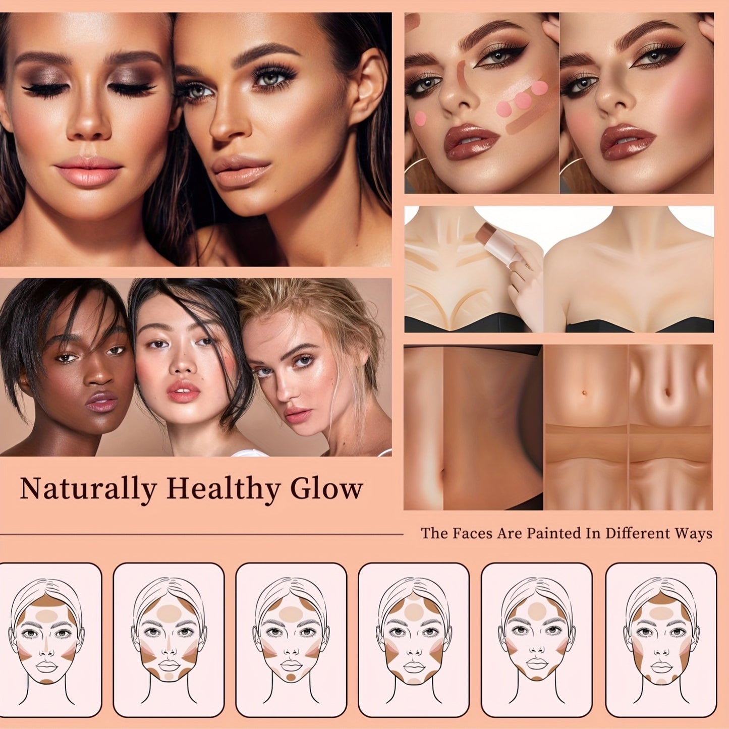 3pcs Concealer Stick Set with Makeup Brush – Highlighter, Bronzer & Blush for Easy Sculpting & Natural Glow, Waterproof Gift Set
