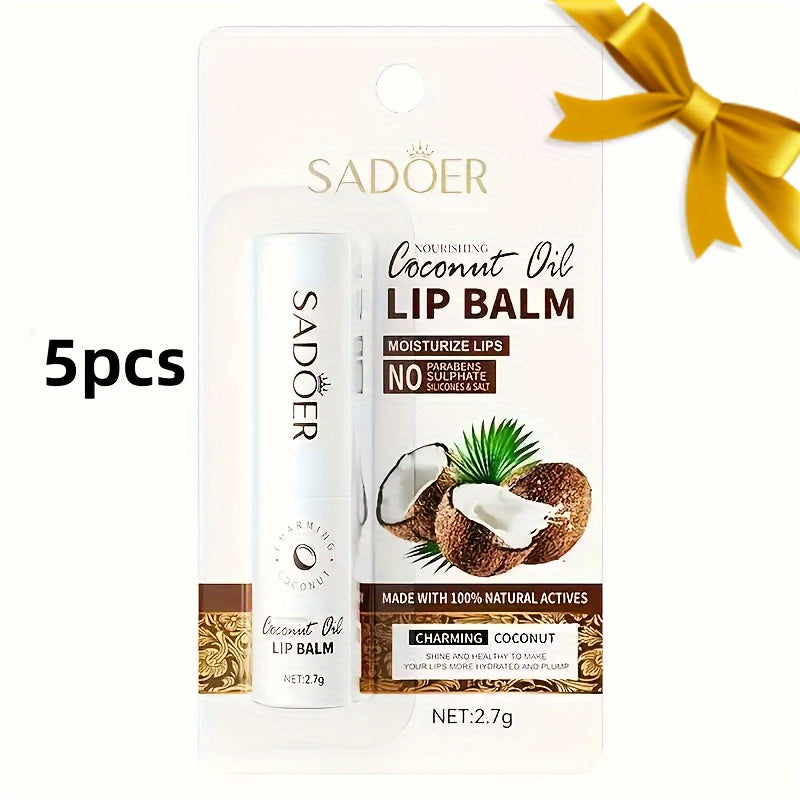 Coconut Oil Lip Balm – Moisturizing & Nourishing with Squalane, Hypoallergenic, Natural Finish