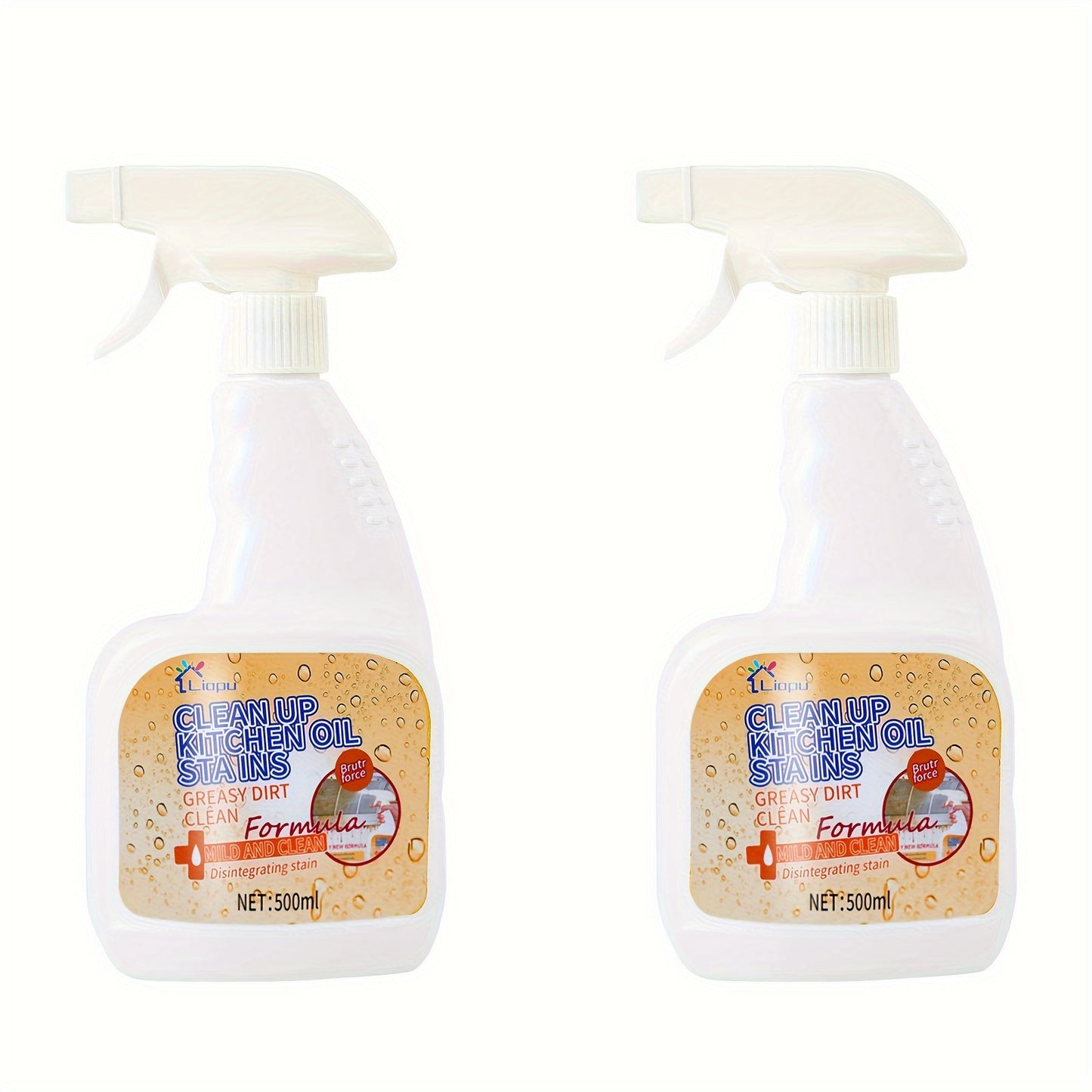 Kitchen Heavy-Duty Oil Stain Remover 500ml Deep Cleaning Spray with Lemon Scent No-Residue Formula for Stoves, Ovens, Utensils & Appliances