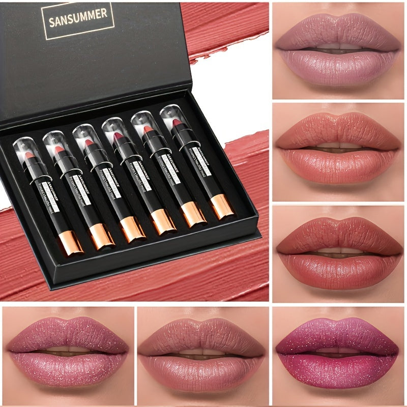 6-Color Waterproof Eyeshadow Lipstick Blush Multiple Uses Gift Set – Matte & Pearlescent Finish – Long-Lasting, Natural Eye Makeup Effortless Daily Looks
