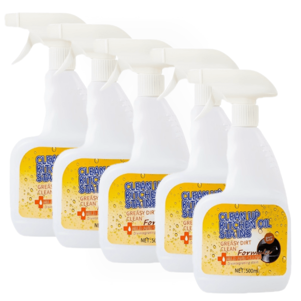 Kitchen Heavy-Duty Oil Stain Remover 500ml Deep Cleaning Spray with Lemon Scent No-Residue Formula for Stoves, Ovens, Utensils & Appliances