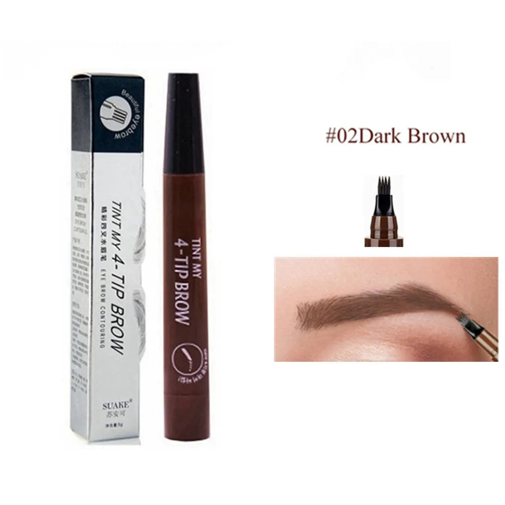 5pcs 4D Microblading Eyebrow Pens – 4-Prong Tip Tattoo Effect, Long-Lasting Liquid Eyebrow Pencil for Natural Hair-Like Strokes
