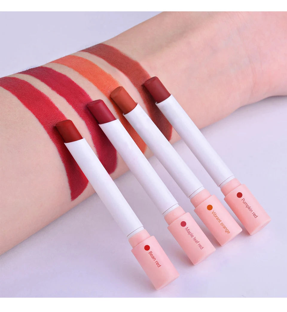 4-Piece Cigarette Lipstick Set – Matte Velvet Finish, Waterproof & Smudge-Proof Lip Gloss for Bold, Lasting Color
