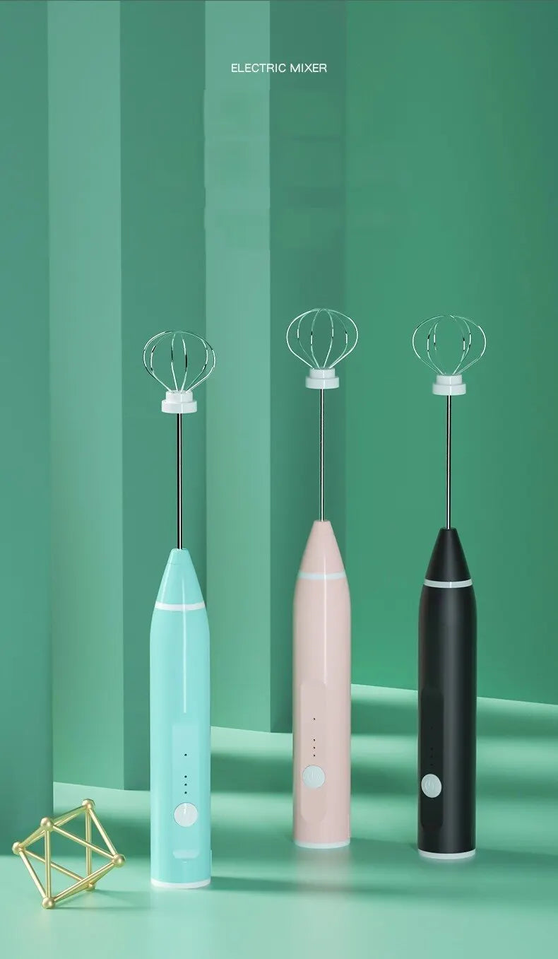 1 PC USB Rechargeable Milk Frother Portable Handheld Mixer & Egg Beater Electric Coffee Foamer, Milk Shaker & Blender