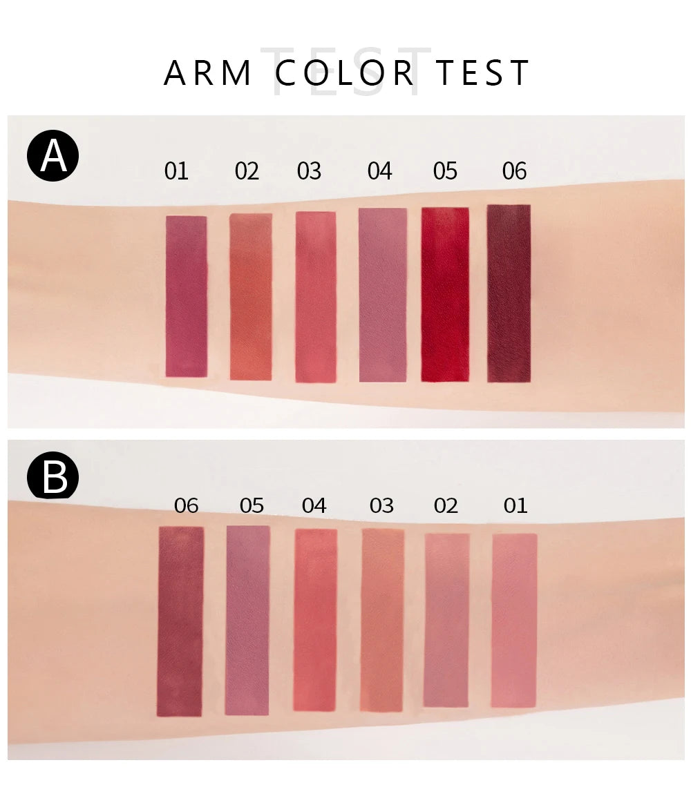 6-Pieces Non-Stick Liquid Lipstick Gift Set – Long-Lasting Matte Lip Gloss – Fade-Resistant, Smooth Finish