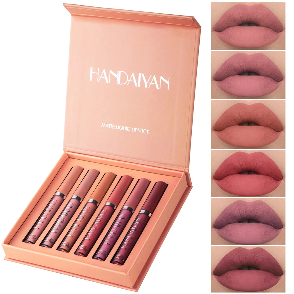 6-Pieces Non-Stick Liquid Lipstick Gift Set – Long-Lasting Matte Lip Gloss – Fade-Resistant, Smooth Finish