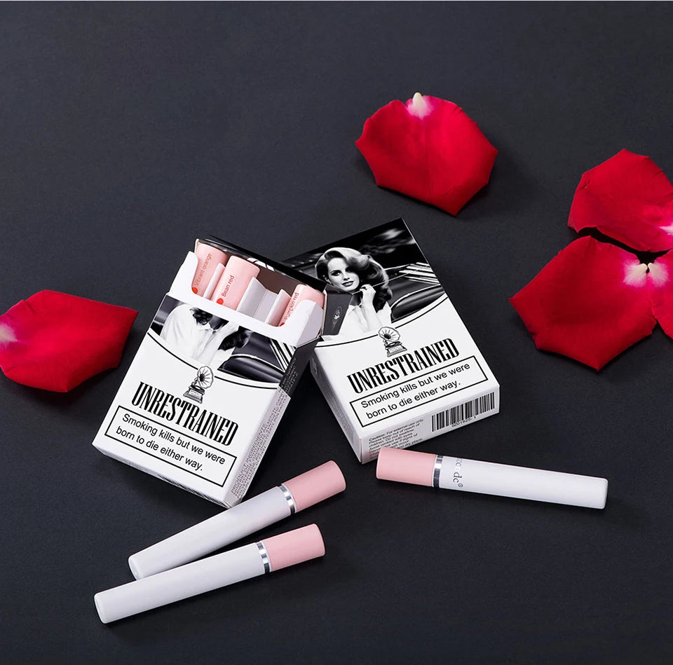 4-Piece Cigarette Lipstick Set – Matte Velvet Finish, Waterproof & Smudge-Proof Lip Gloss for Bold, Lasting Color