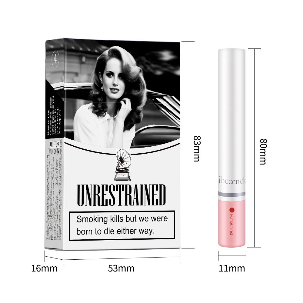 4-Piece Cigarette Lipstick Set – Matte Velvet Finish, Waterproof & Smudge-Proof Lip Gloss for Bold, Lasting Color