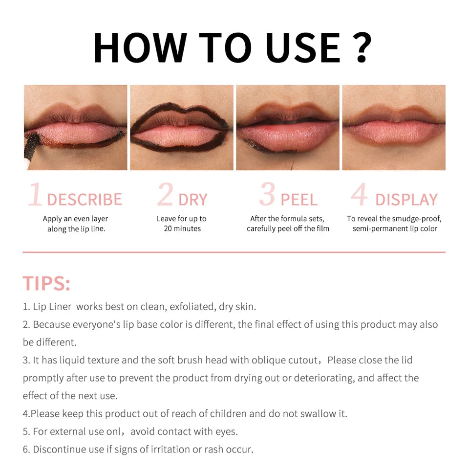 Peel-Off Lip Tint Tattoo Set – 4 Matte Velvet Shades, Long-Lasting Waterproof & Transfer-Proof Lip Color