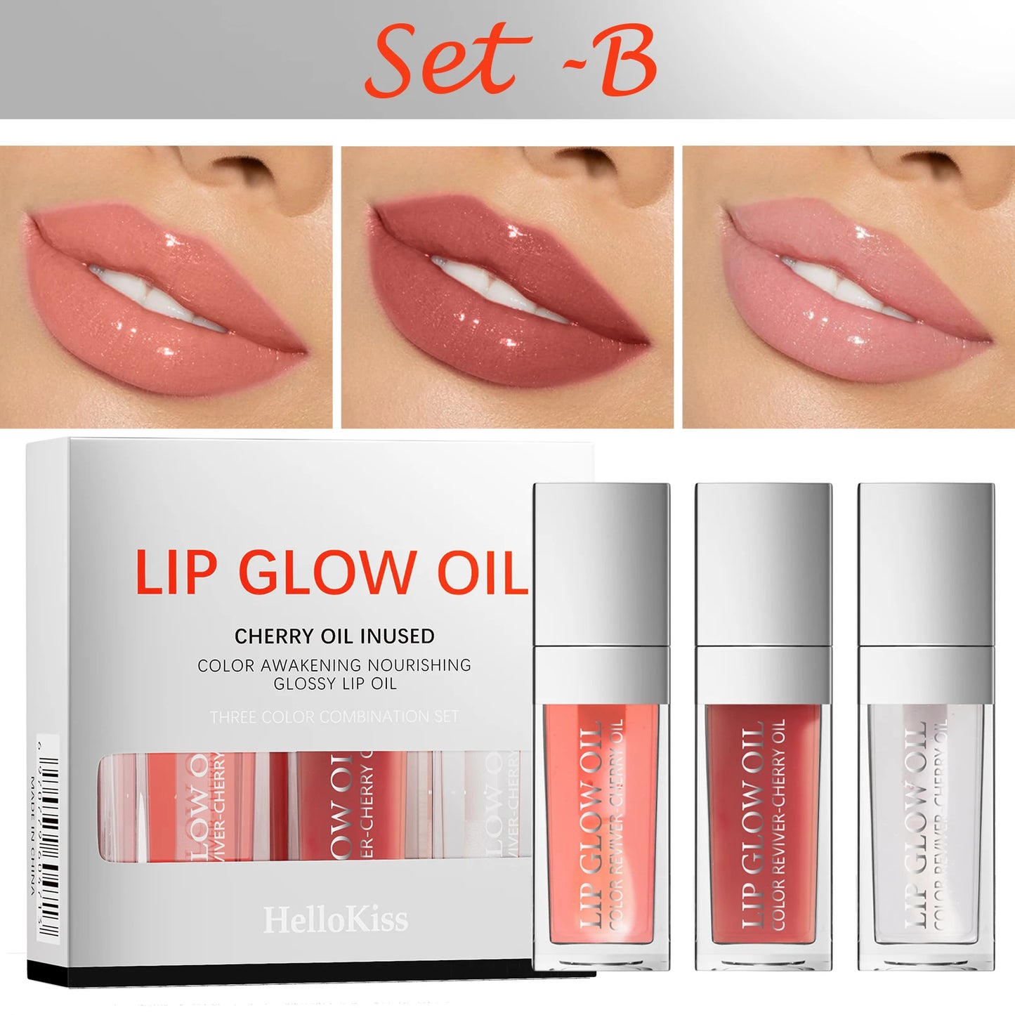 Crystal Jelly Moisturizing Lip Oil Set – Tinted Lip Glow Oil for Hydrating Shine & Natural Color, Lightweight Lip Gloss Makeup Kit