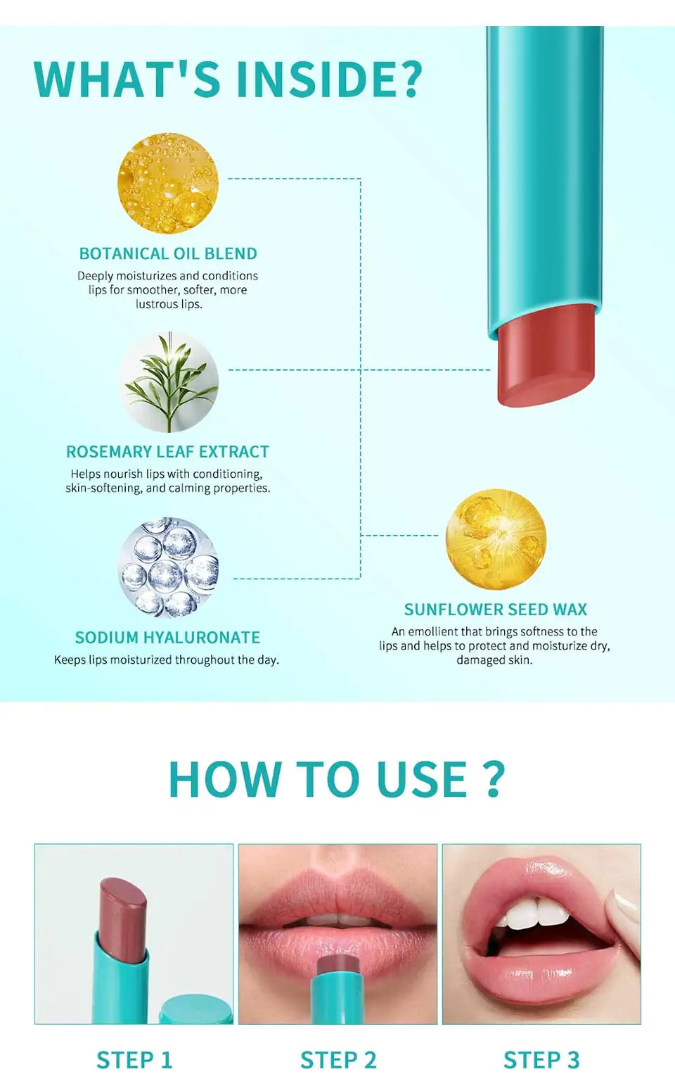 Hydrating Tinted Lip Balm – Long-Lasting Moisture Jelly-Like Tint with Natural Color Korean Lip Makeup