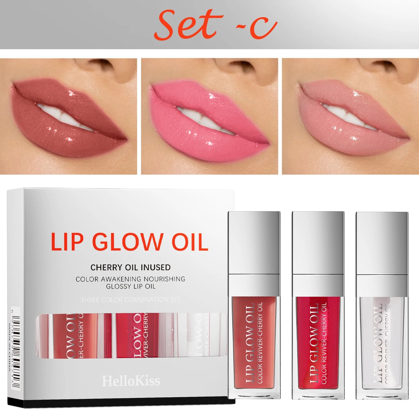 Crystal Jelly Moisturizing Lip Oil Set – Tinted Lip Glow Oil for Hydrating Shine & Natural Color, Lightweight Lip Gloss Makeup Kit