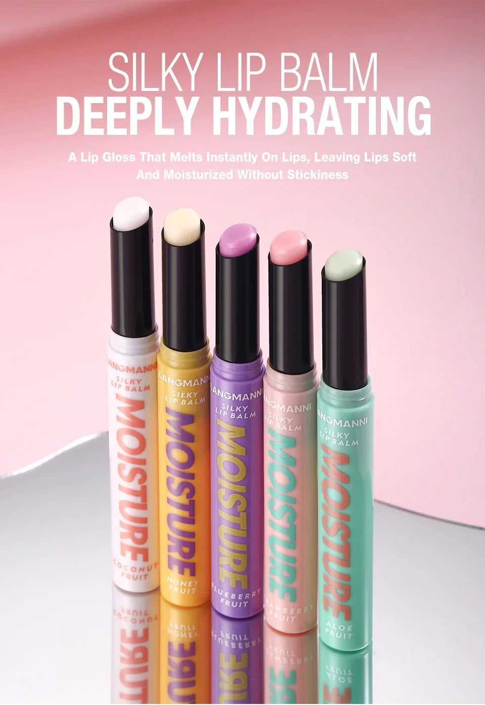 Color-Changing Lip Balm Set – 5 Hydrating Sticks with Aloe, Coconut, Strawberry & Honey Extracts