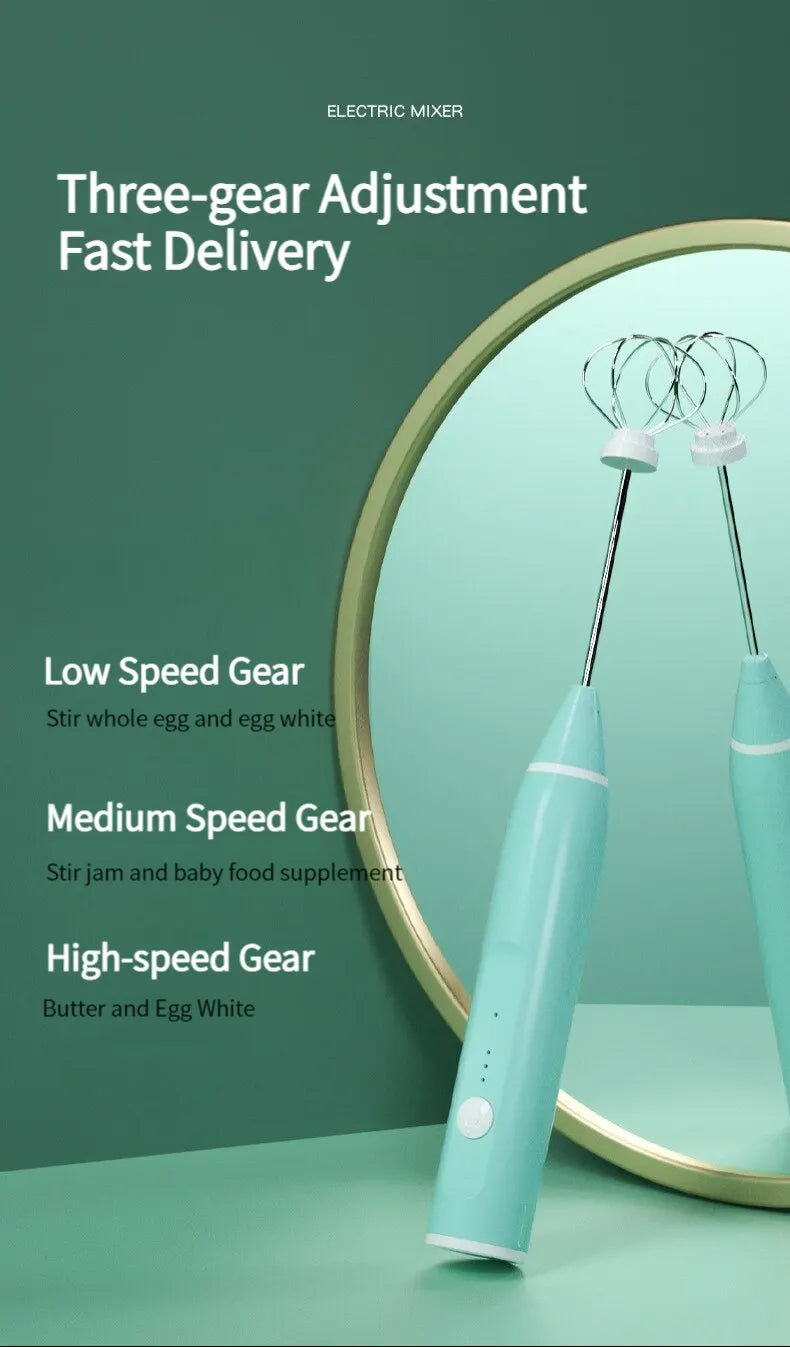 1 PC USB Rechargeable Milk Frother Portable Handheld Mixer & Egg Beater Electric Coffee Foamer, Milk Shaker & Blender