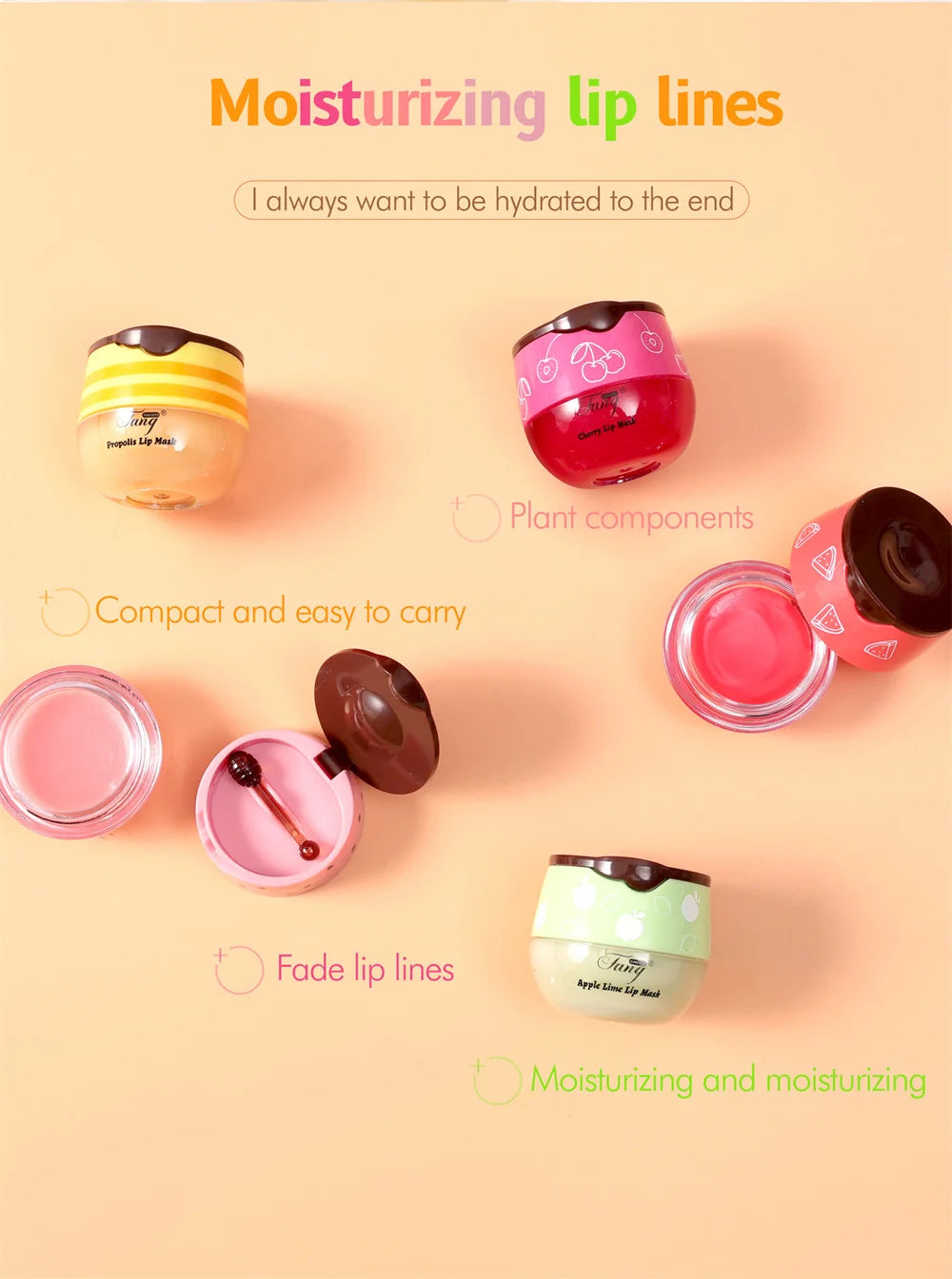 Honey Propolis Lip Balm & Lip Mask Set – Moisturizing Honey Pot with Applicator Stick, Ideal Valentine’s Day Gift